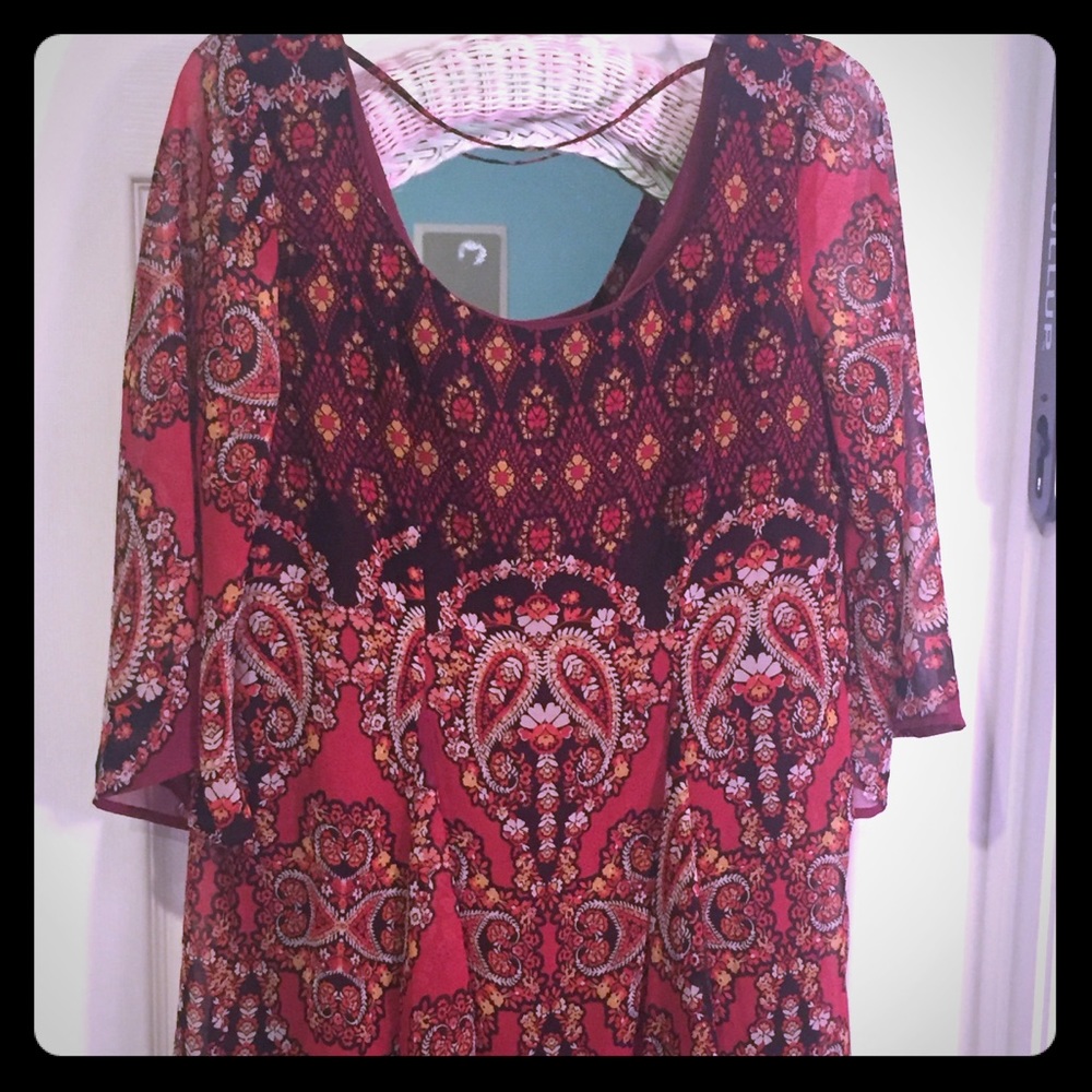 Bell sleeve boho dress